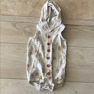Kids Short Sleeve Hooded Romper - Gray